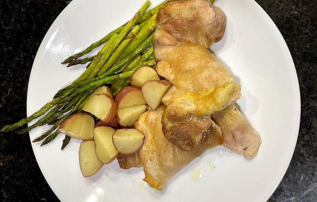 Chicken Thighs with Red Potatoes and Asparagus